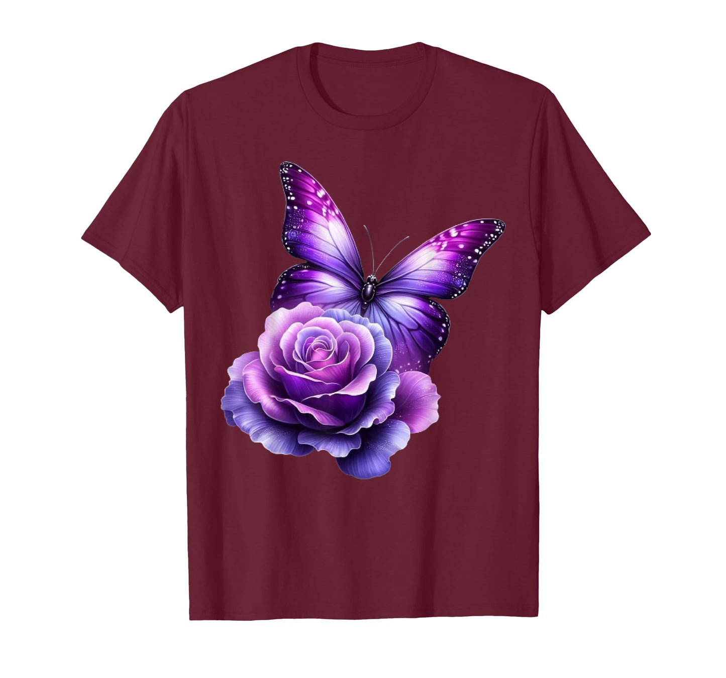 Beautiful Butterfly Purple Rose Butterfly Lovers Gifts Women T-Shirt