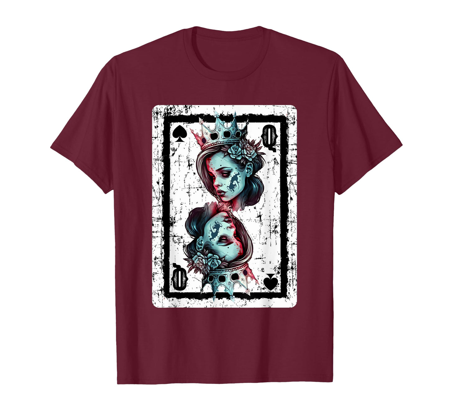 Queen of Spades Gothic Card Game Halloween Creepy Poker Game T-Shirt