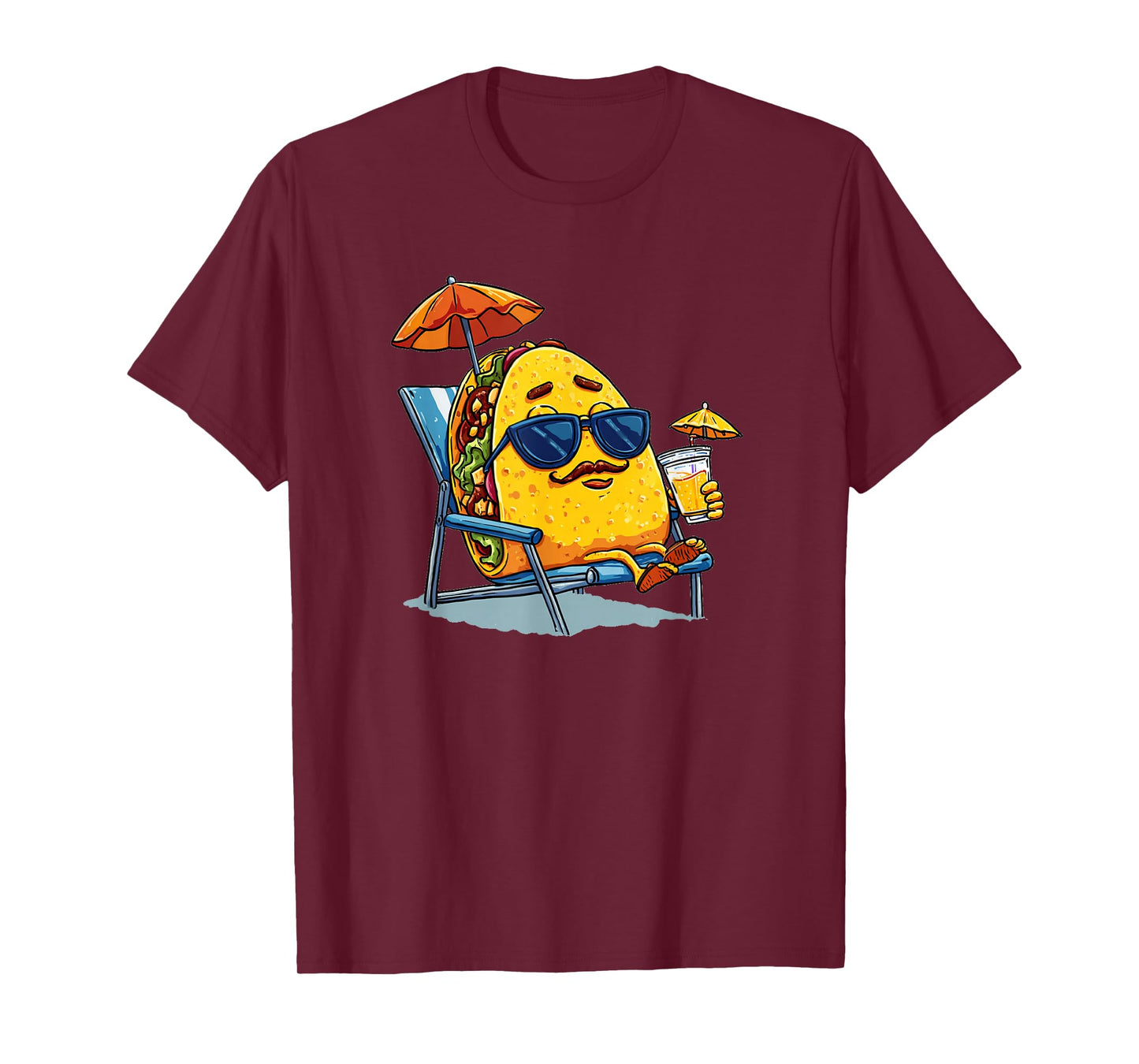 Funny Taco with Mustache Beard for Sunbath Lovers T-Shirt