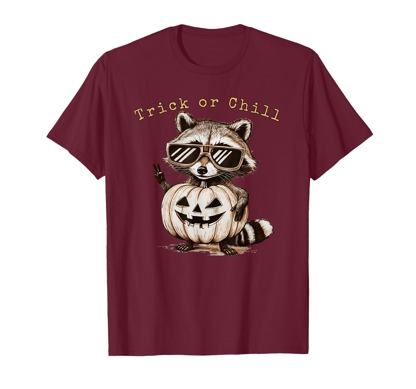 Trick or Chill Raccoon Halloween Pumpkin Costume Gift T-Shirt