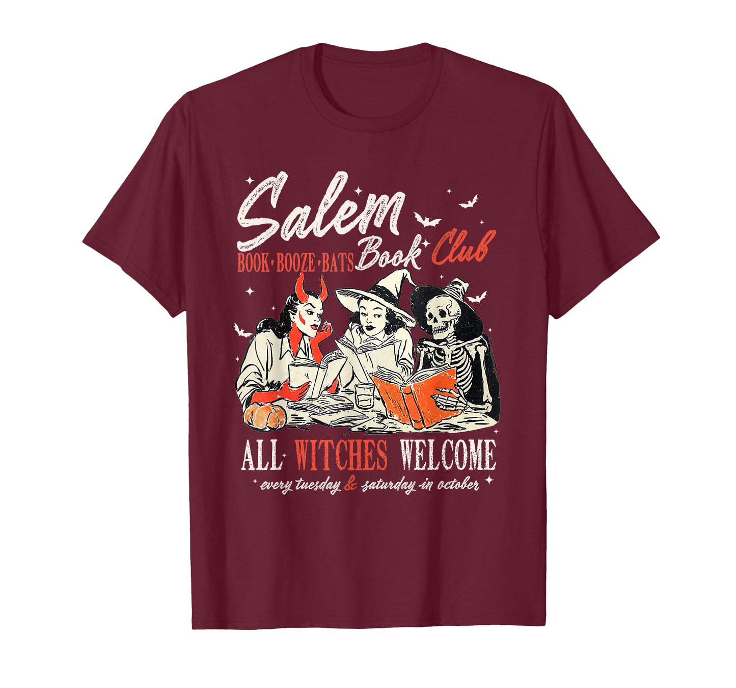 Vintage Salem Book Club Witchy Bookish Spooky Halloween T-Shirt