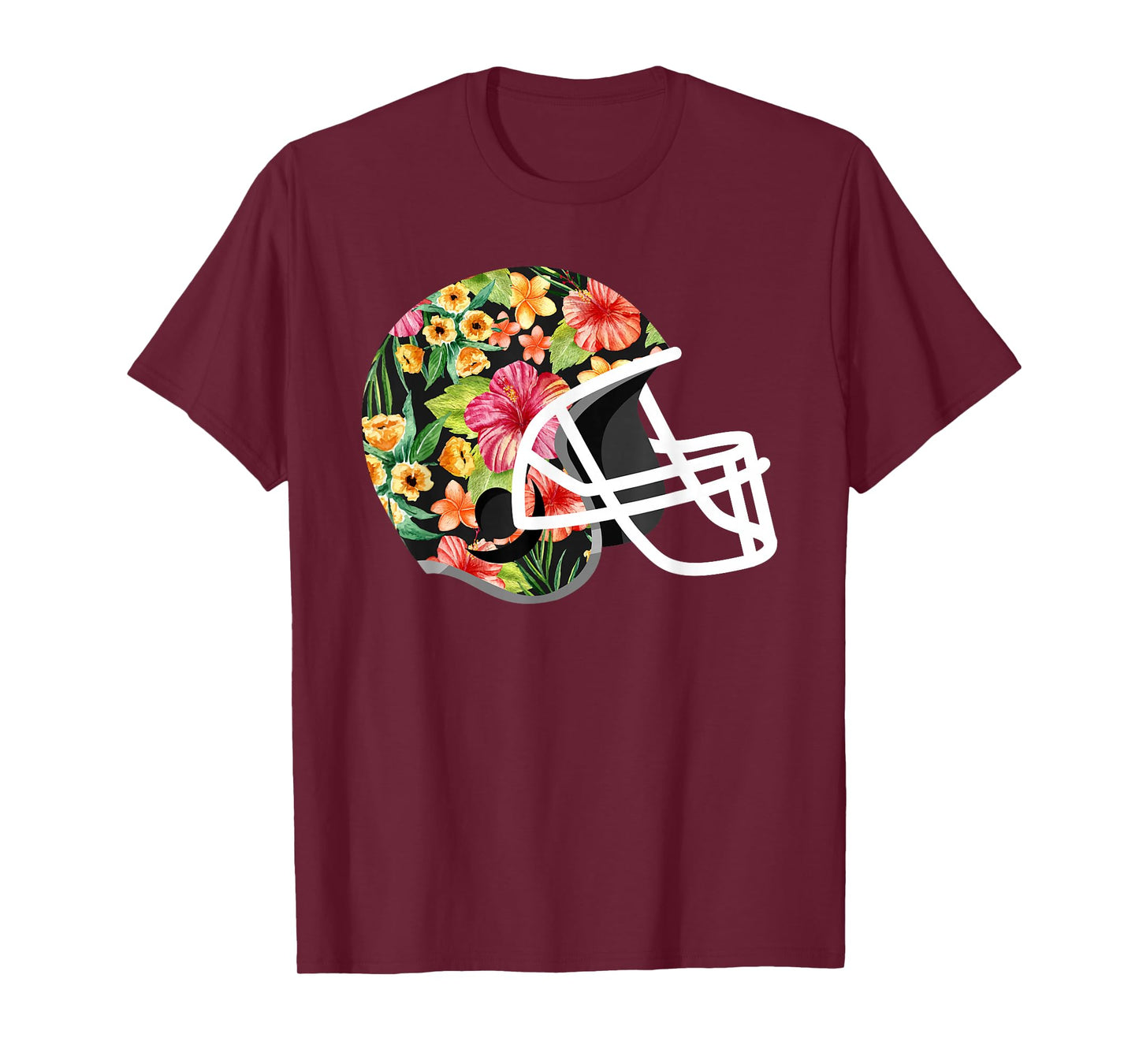 Hawaiian Flower T Shirt - Football Helmet Shirt Gift T-Shirt