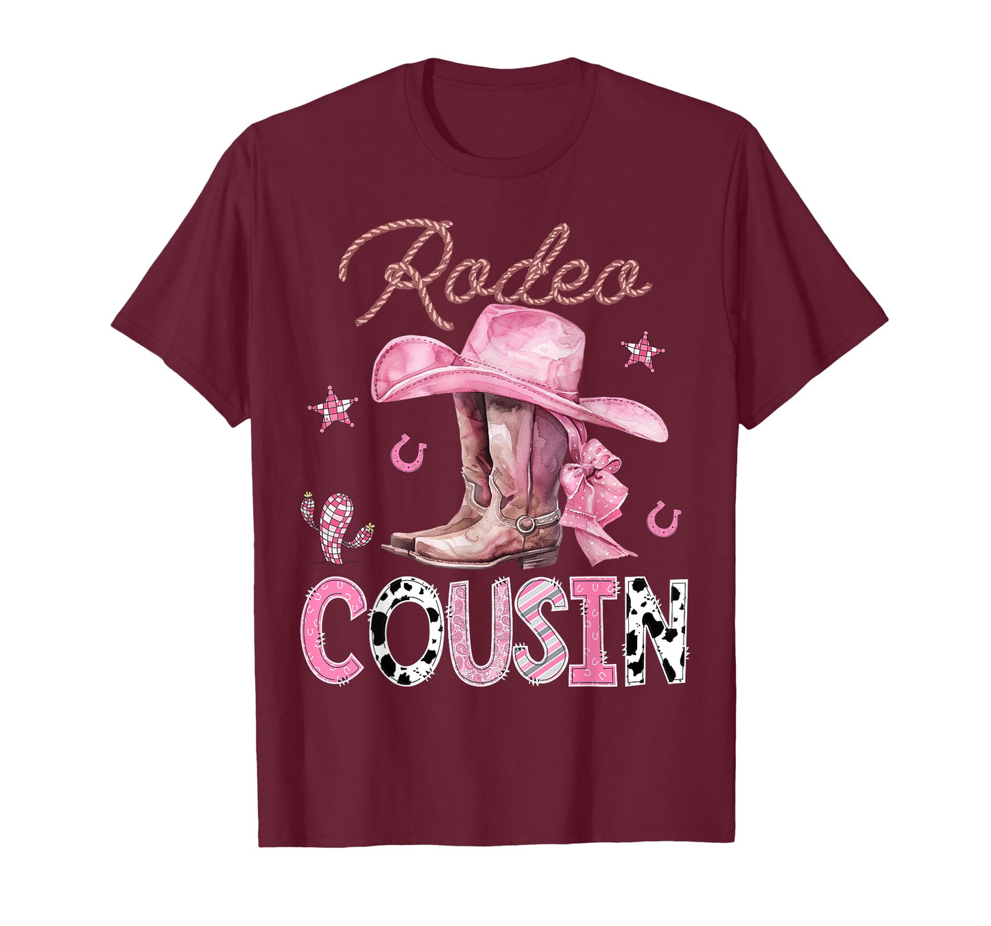 Rodeo Cousin Pink Boots Coquette CowGirl Birthday Party T-Shirt