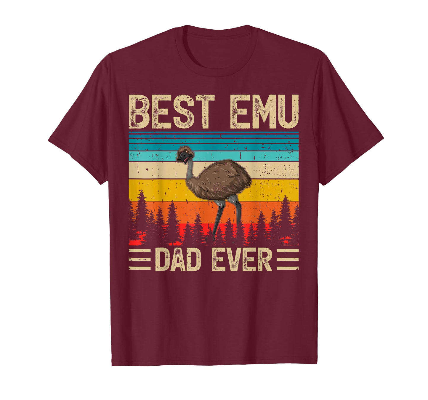 Mens Emu Bird Vintage Funny Best Emu Dad Ever Father's Day T-Shirt
