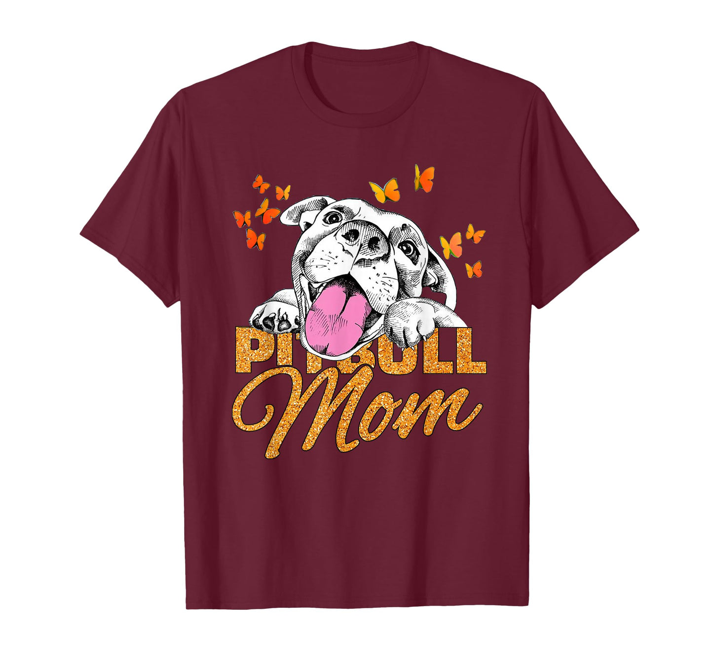 Pitbull Mom Dog Lover Butterfly Cute Blink Gift Women T-Shirt