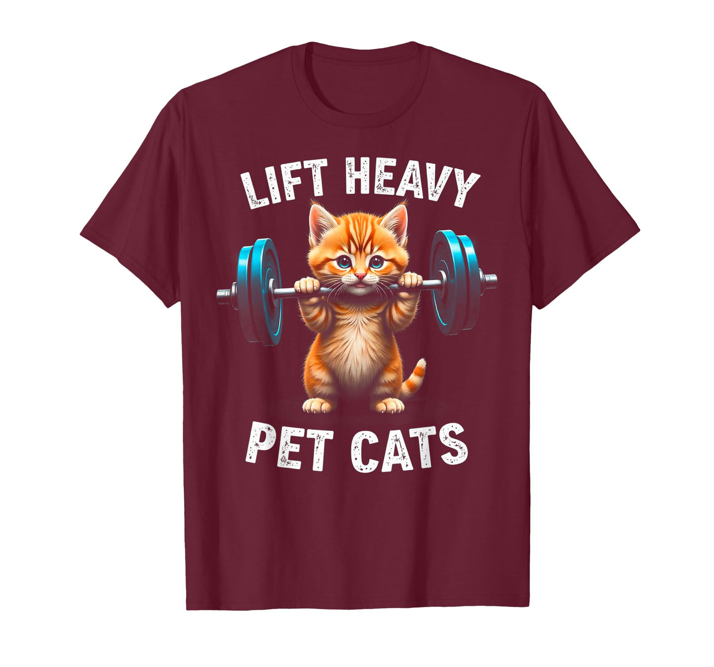 Lift Heavy Pet Cats Funny Gym Workout Tee Weightlifting T-Shirt