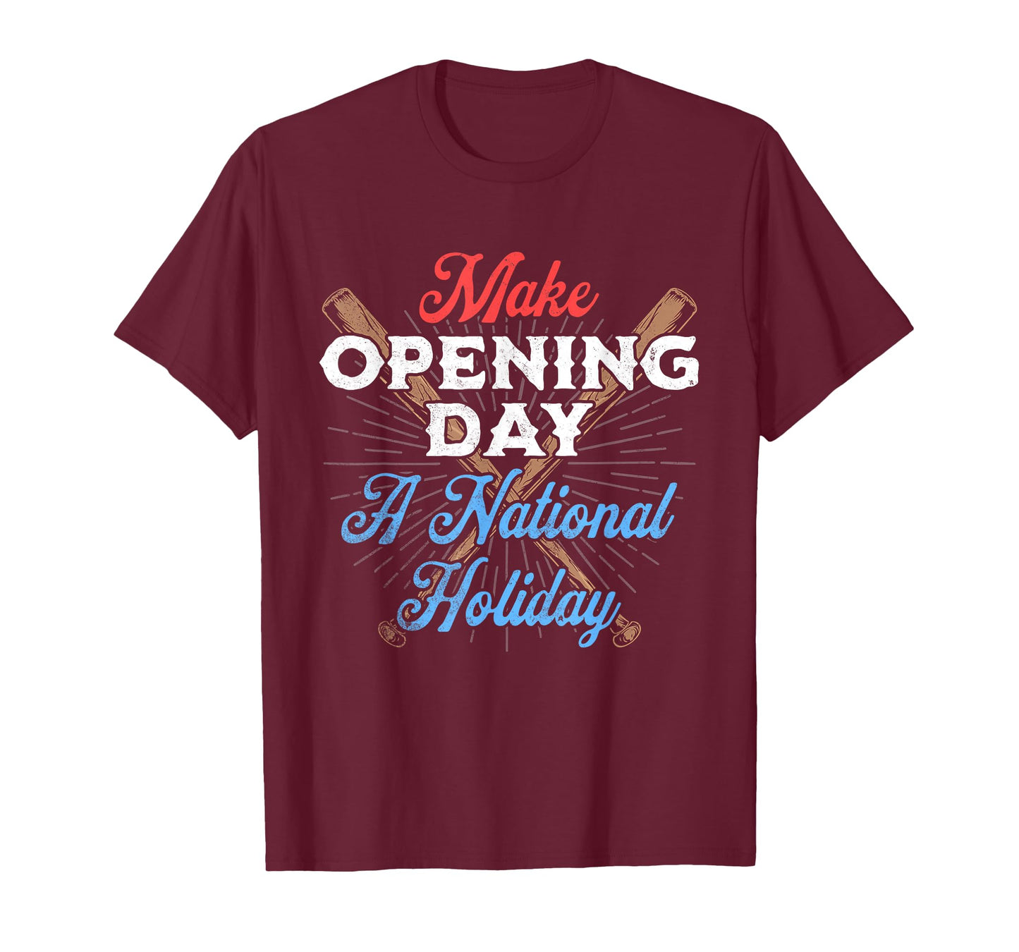 Make Opening Day A National Holiday Funny Vintage Baseball T-Shirt