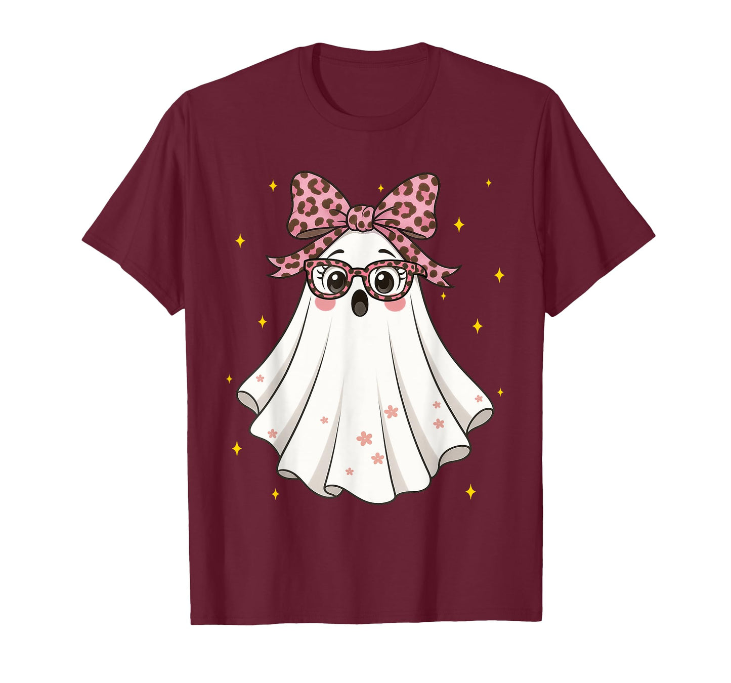 Cute Boo Leopard Ghost Halloween Costumes Shirt Women Girl T-Shirt