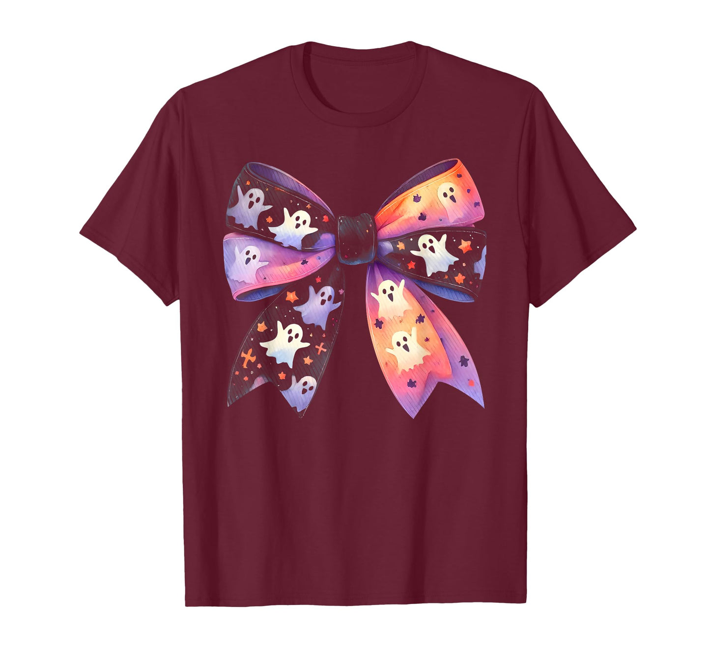 Cute Ghost Bow Coquette Halloween Spooky Season Womens Girls T-Shirt
