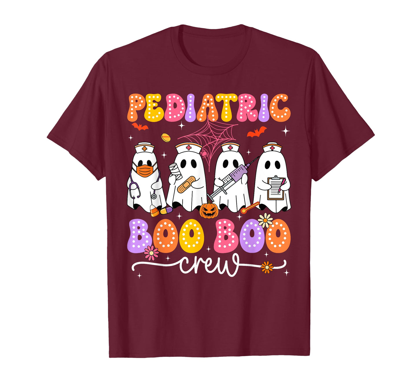 Ghost Nurse Halloween Costume Pediatric Nurse Boo Boo Crew T-Shirt