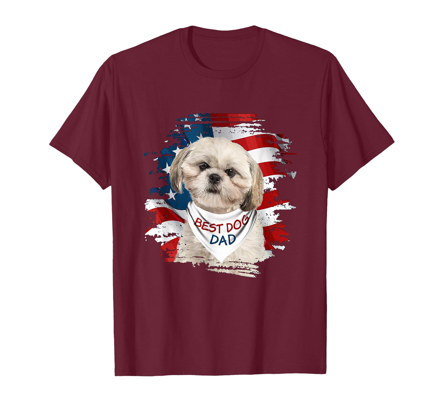Best Shih Tzu Dad Ever American Flag Dog Father's Day Women Men T-Shirt