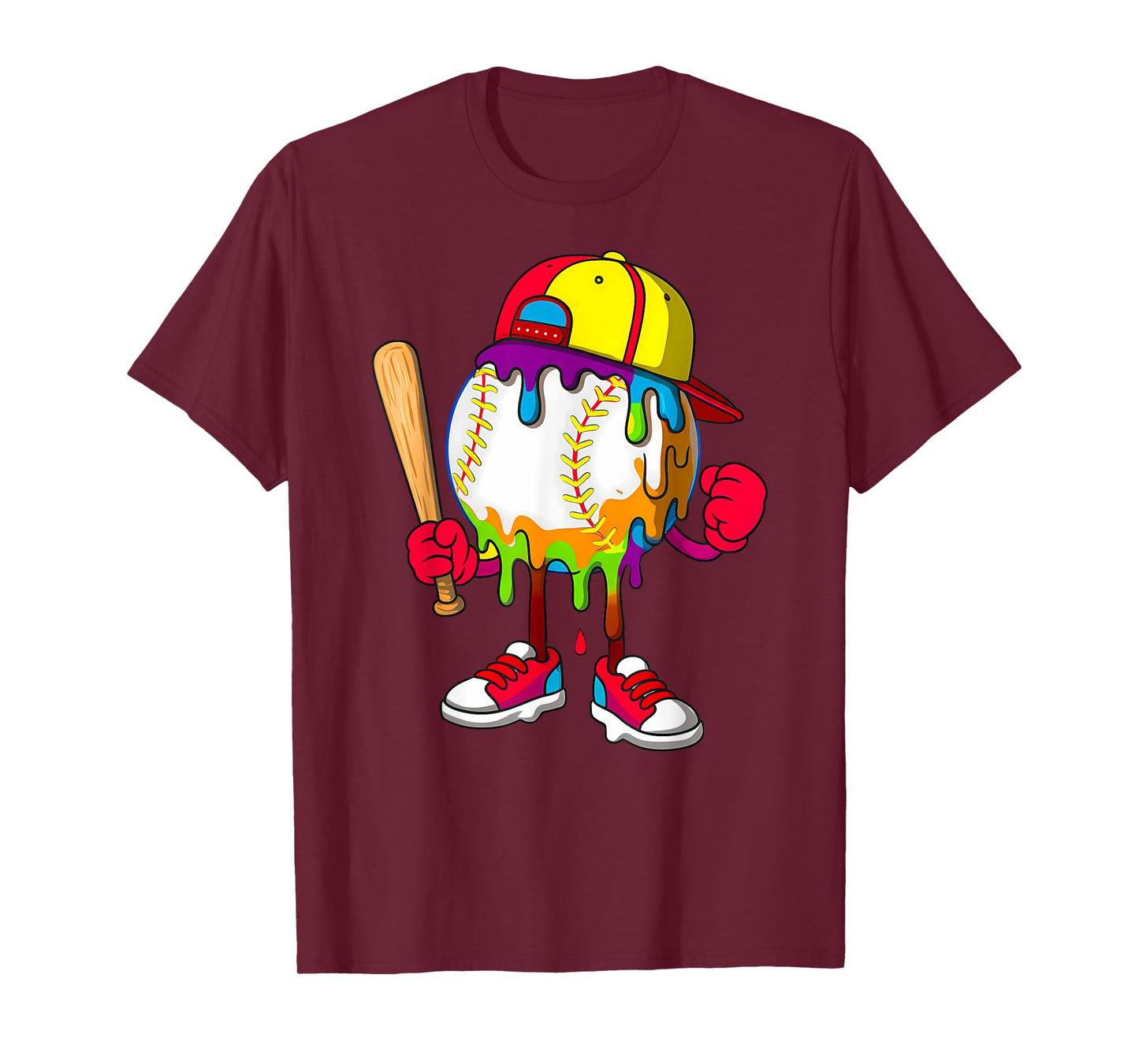 Funny Football Drip for Boys Kids Youth Dripping Ice Cream T-Shirt