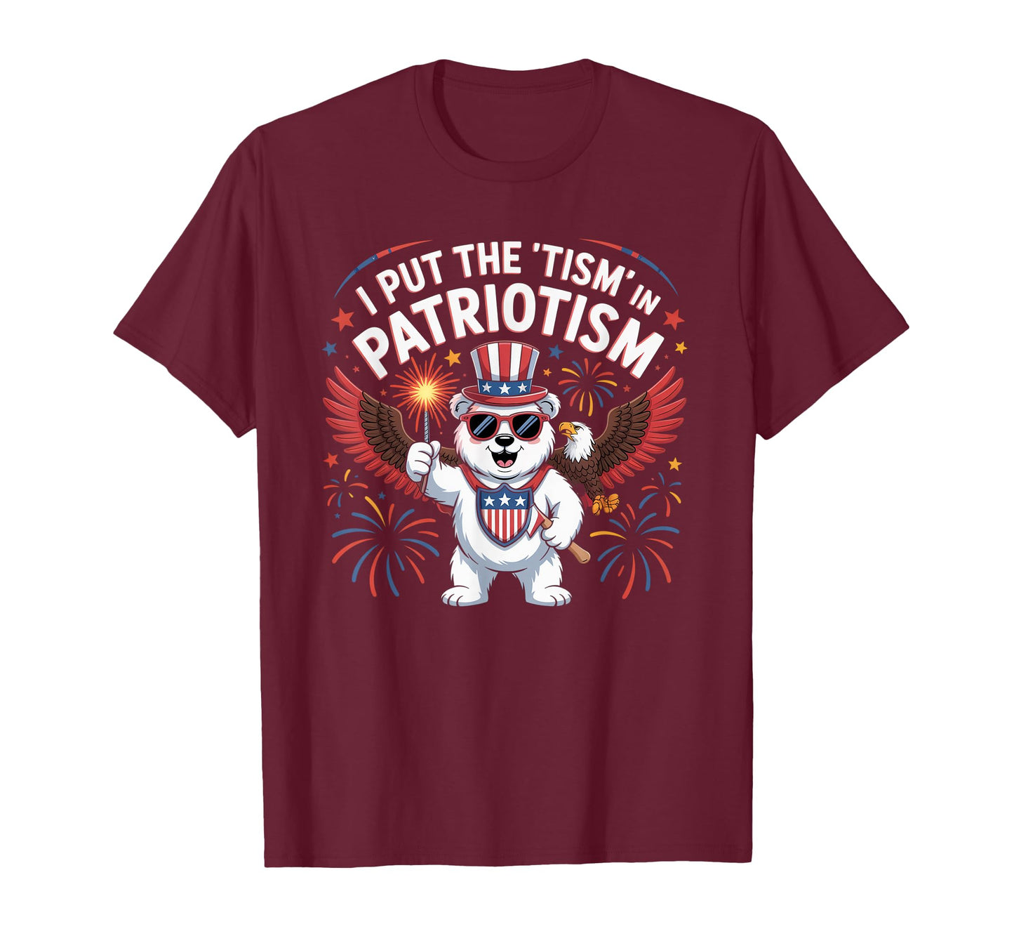 I Put The Tism in Patriotism Athletic Eagle T-Shirt