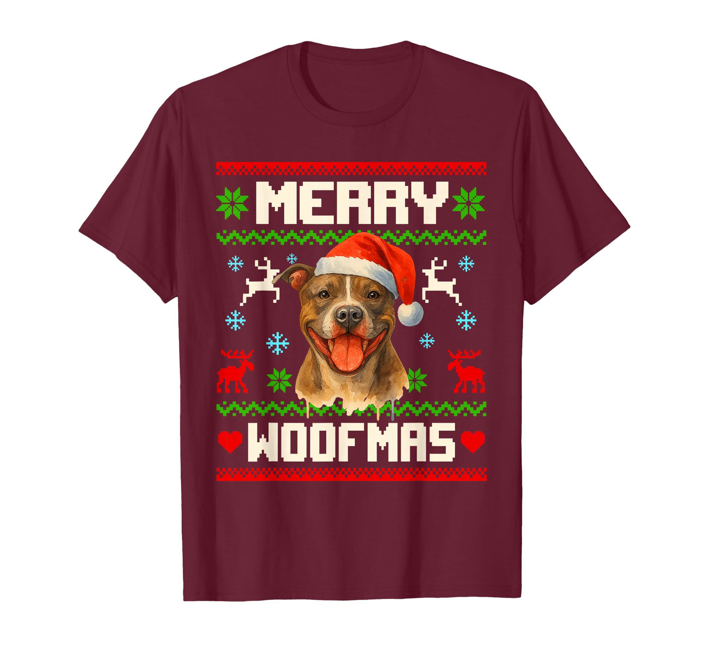 Funny Pitbull Dog Christmas Ugly Sweater Pet Dog Lover Xmas T-Shirt