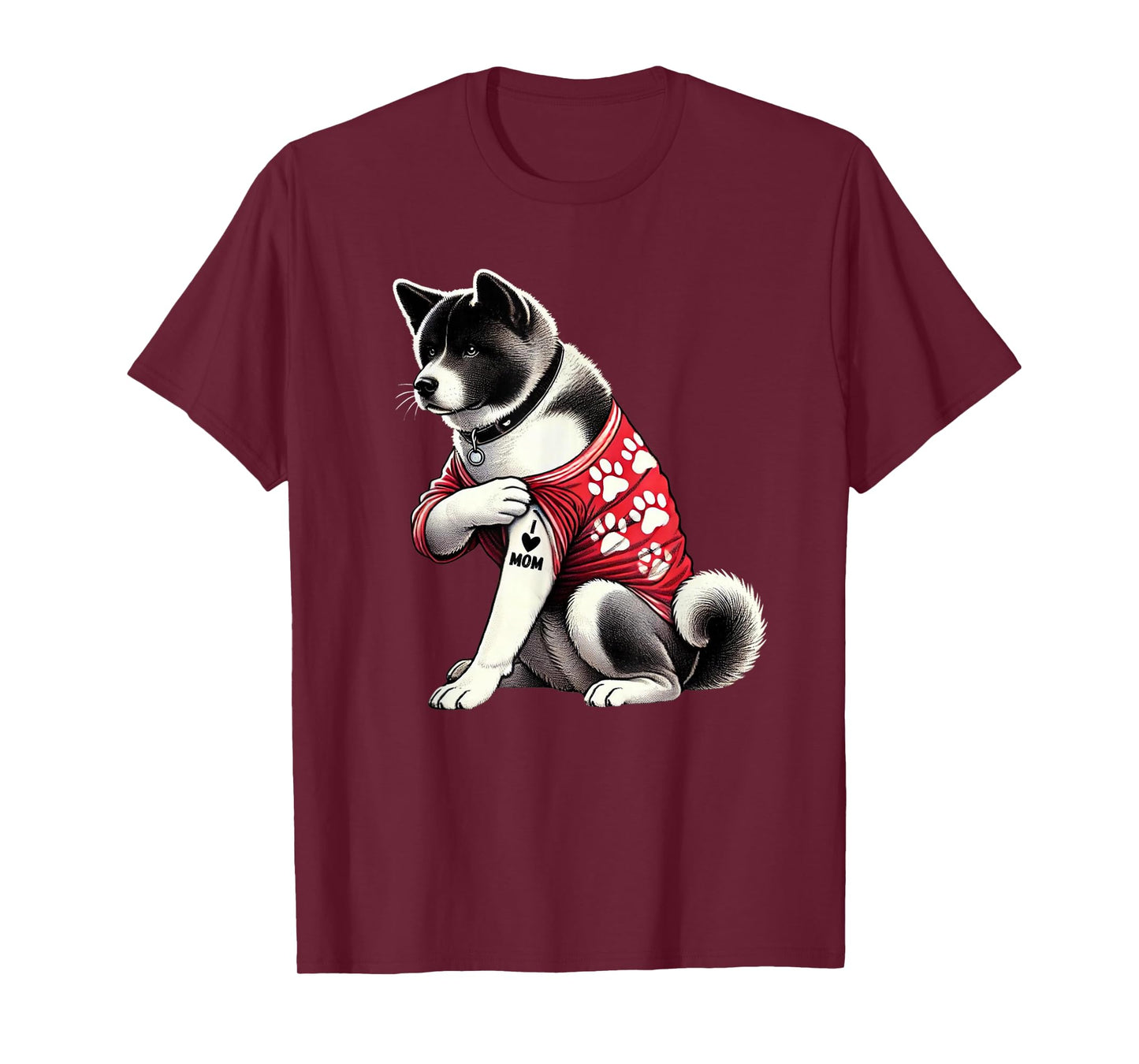 Funny I Love Mom Tattoo Akita Mom For Women T-Shirt