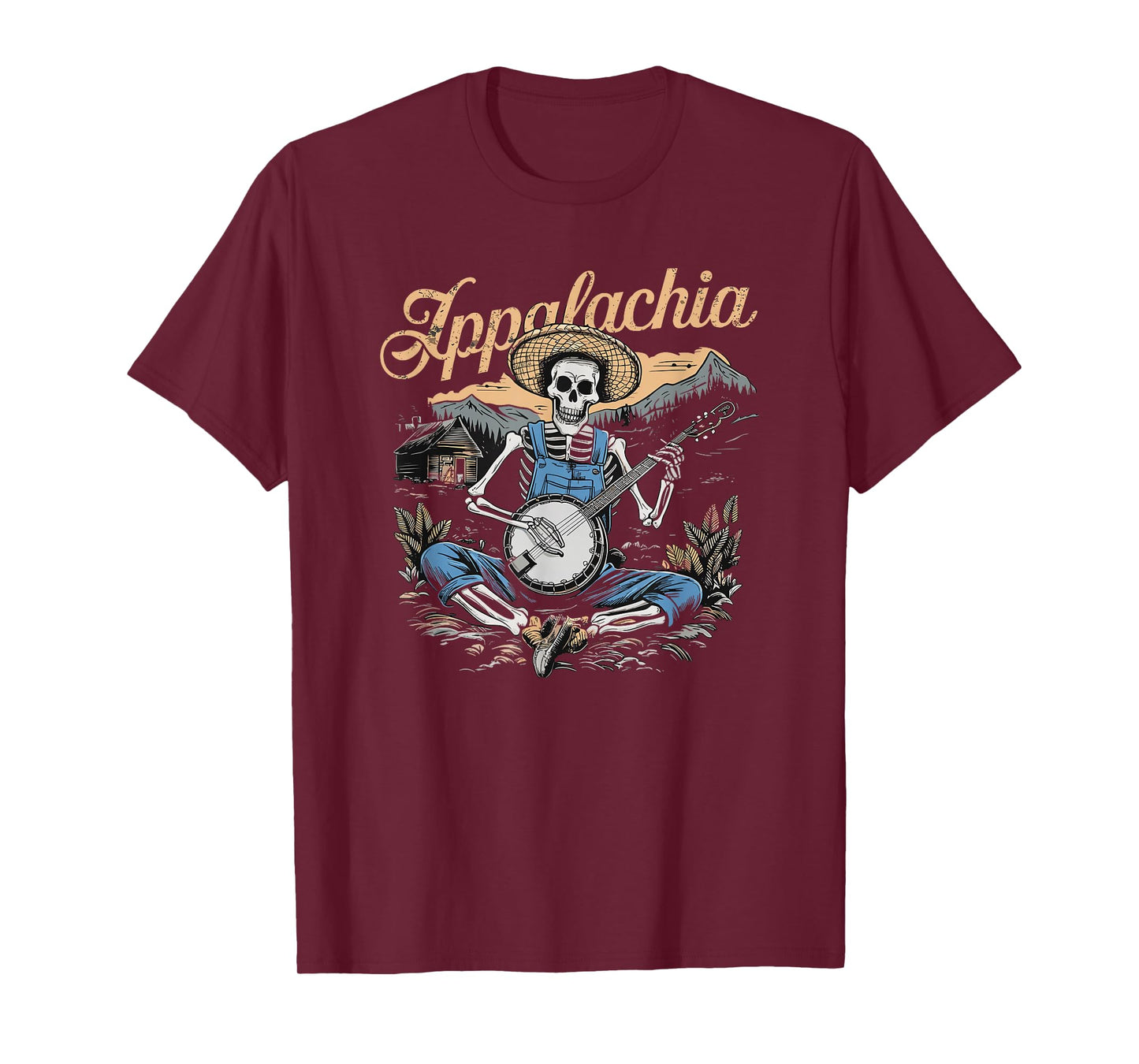 Bluegrass Banjo Skeleton, Appalachia, Bluegrass Music T-Shirt