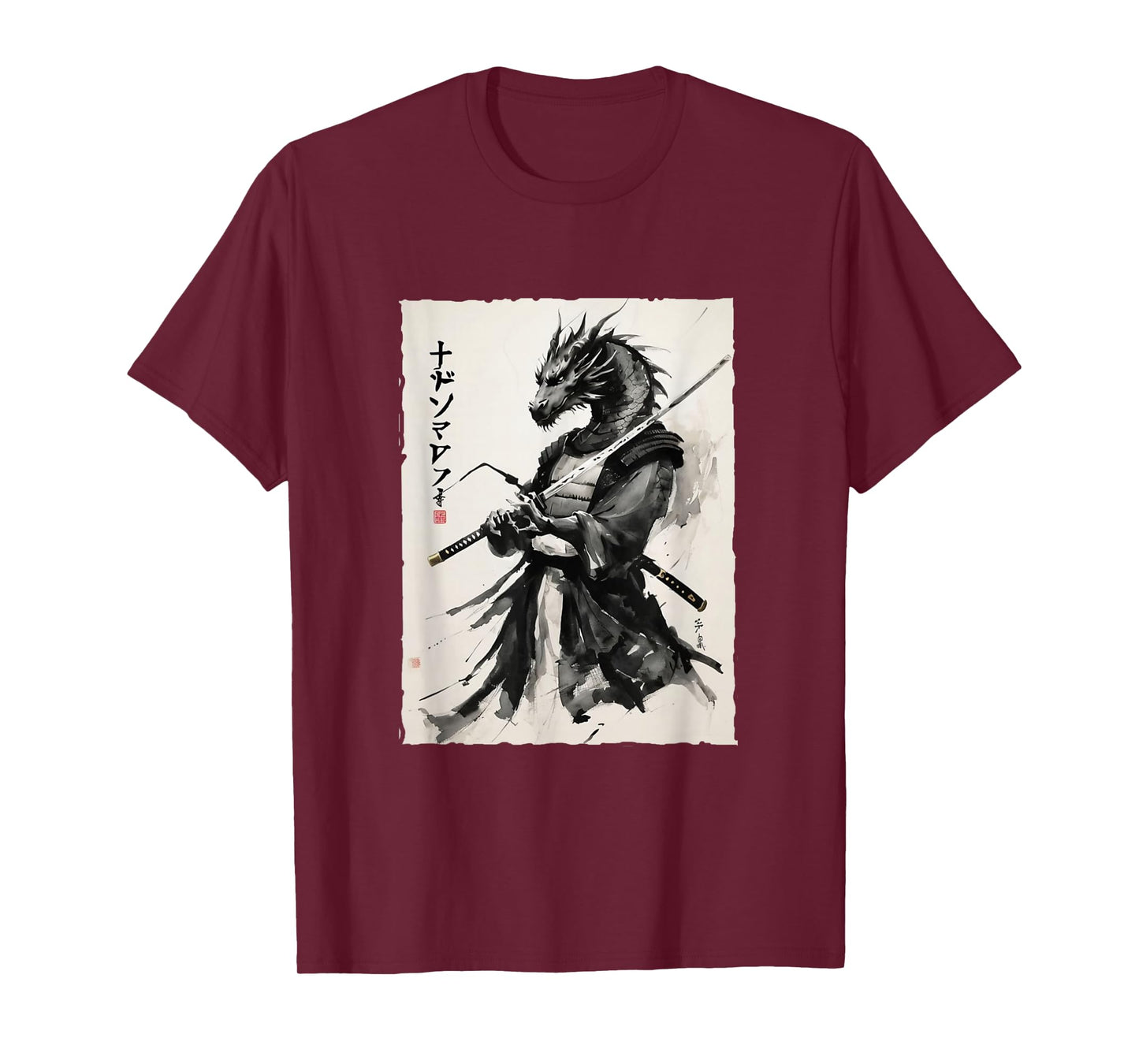 Samurai Dragon Vintage Ukiyo-e Warrior Art Graphic Dragon Ar T-Shirt