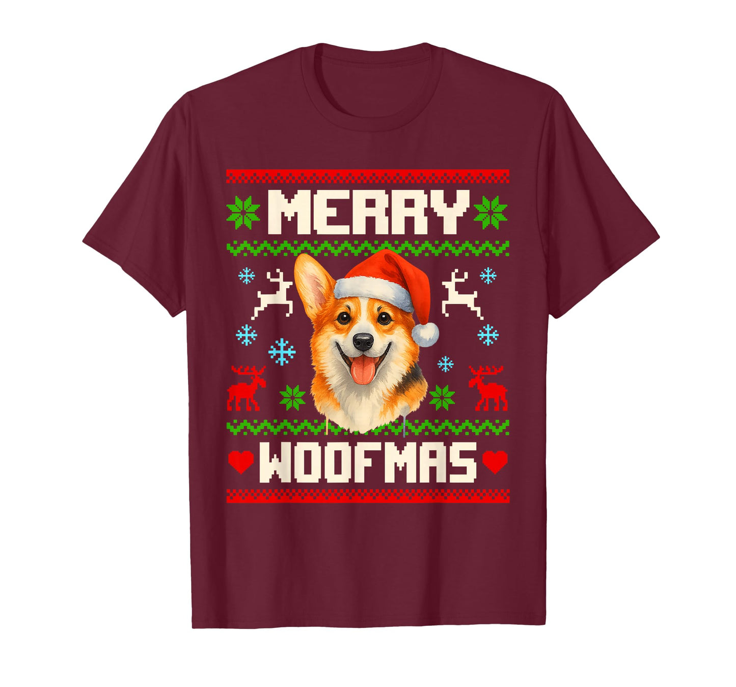 Funny Corgi Dog Christmas Ugly Sweater Pet Dog Lover Xmas T-Shirt