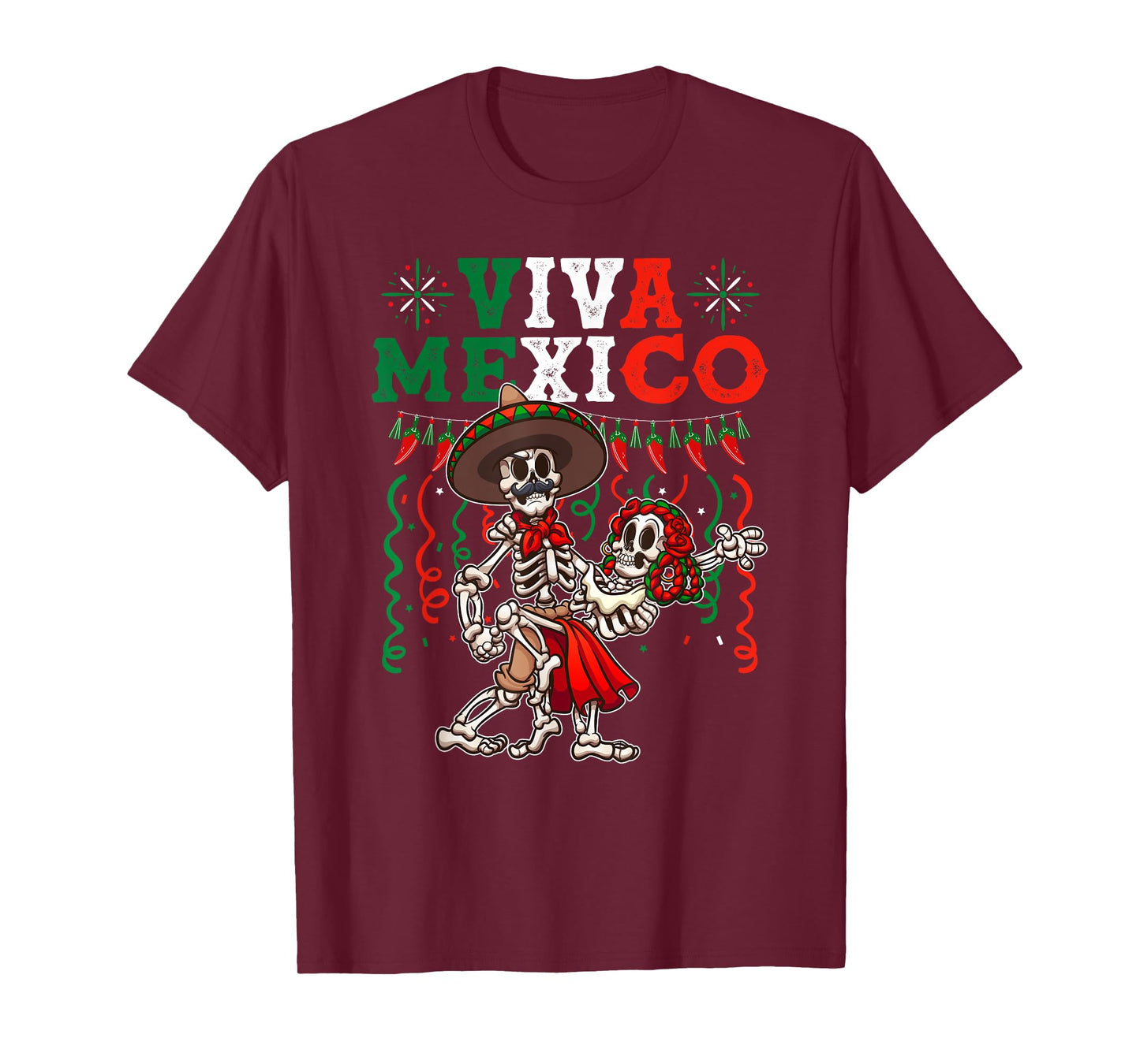 Viva Mexico Dancing Skeletons Celebrate Dia de los Muertos Women Kids Men T-Shirt