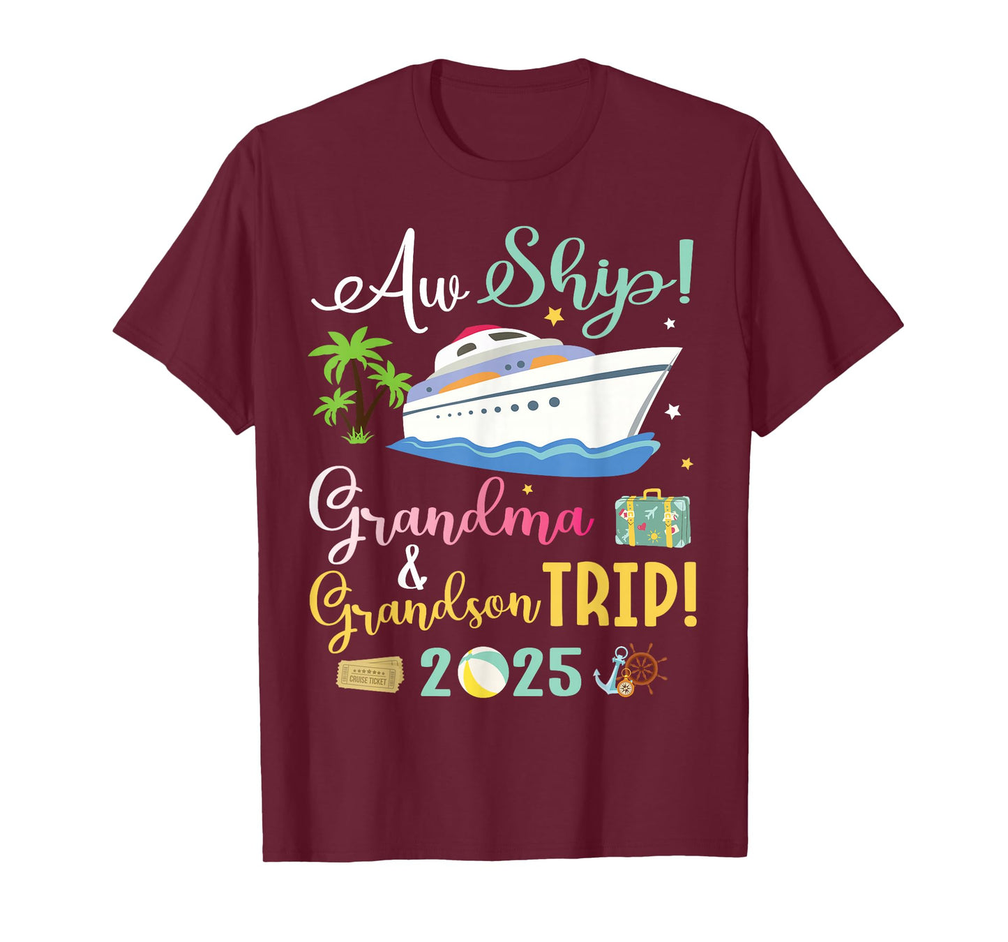Aw Cruise Ship Grandma & Grandson Trip 2025 Family Vacation T-Shirt