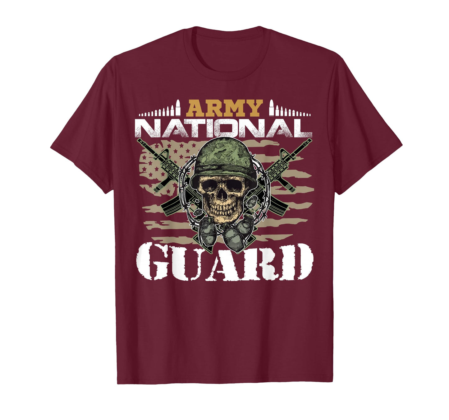 Proud Army National Guard With Vintage American Flag Gifts T-Shirt