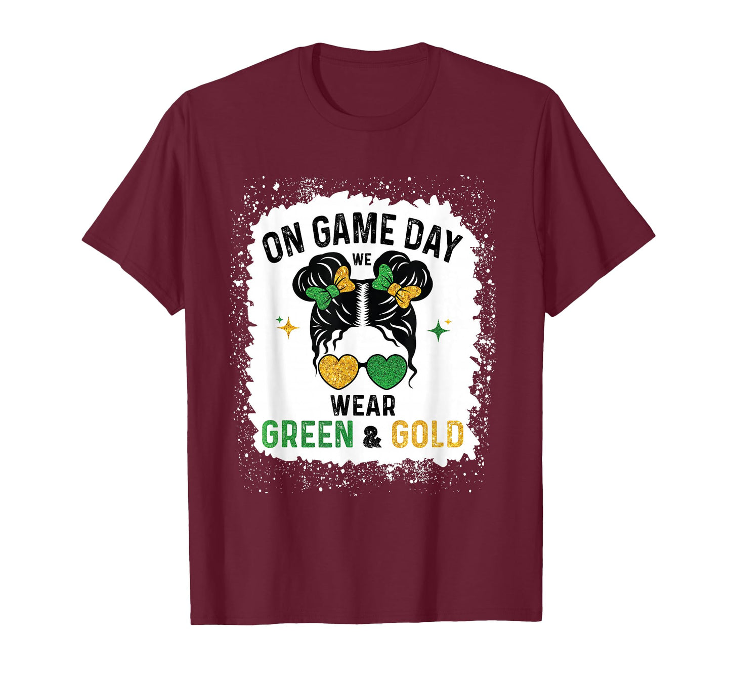 On Gameday We Wear Green and Gold Messy for Men Women Kids T-Shirt