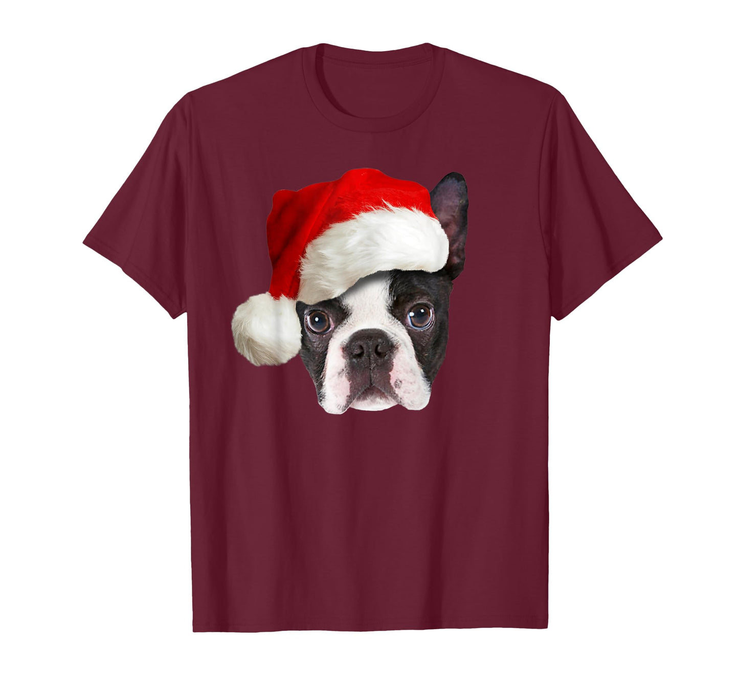 Funny Boston Terrier Christmas Santa Claus Hat Dog Puppy T-Shirt
