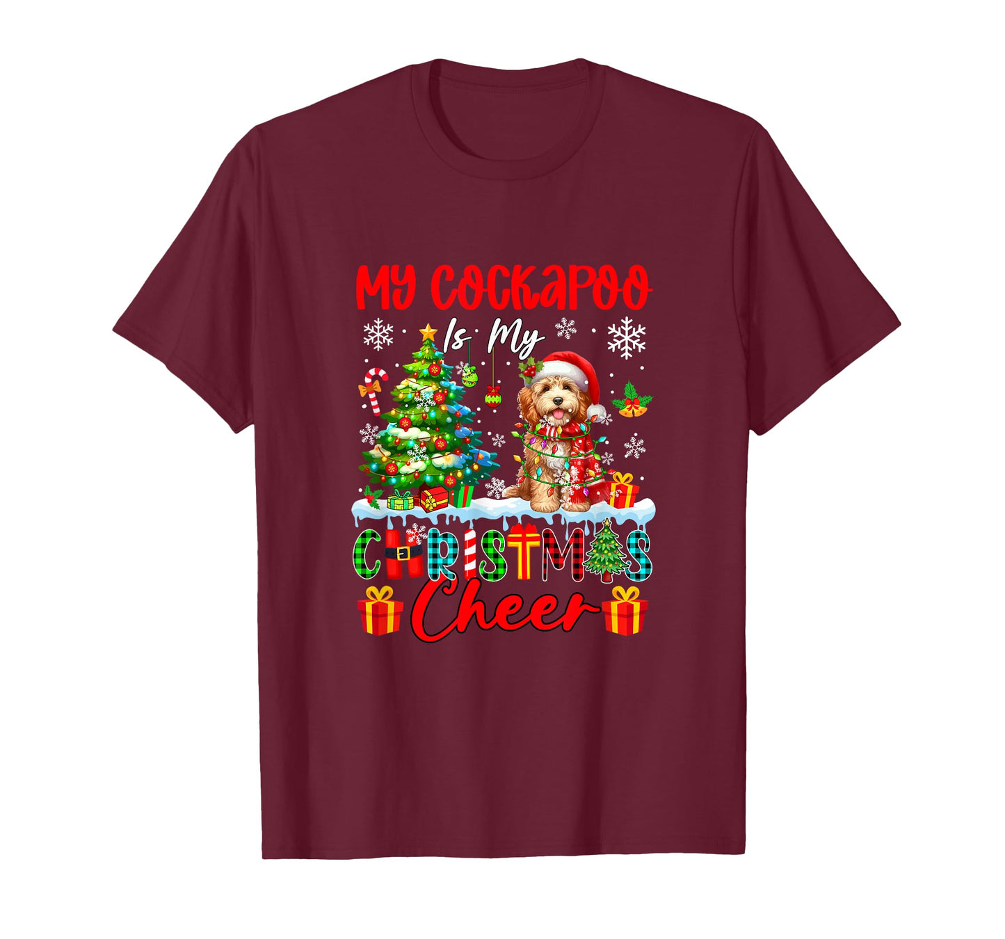 My Cockapoo is My Xmas Cheer Funny Santa Dog Owner Kids T-Shirt