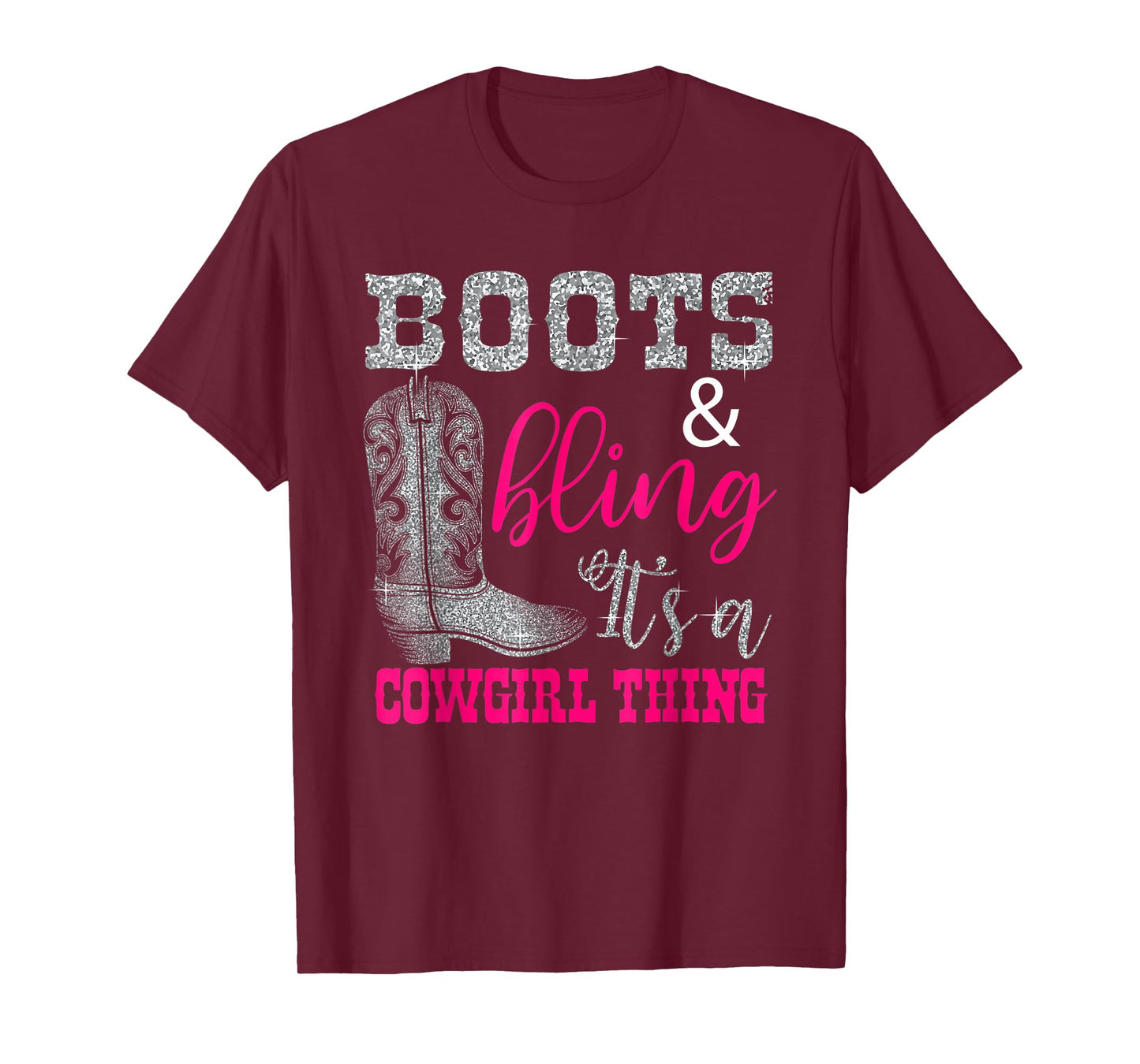 Funny Cowgirl Boots Bling Women Gift Cute Love Country Life T-Shirt