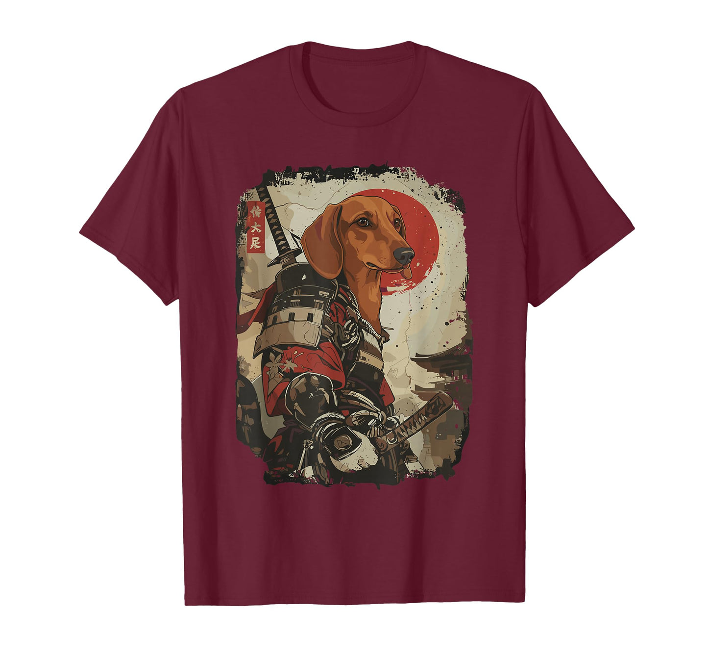 Samurai Dachshund Dog Lover Vintage Mens Graphic T-Shirt