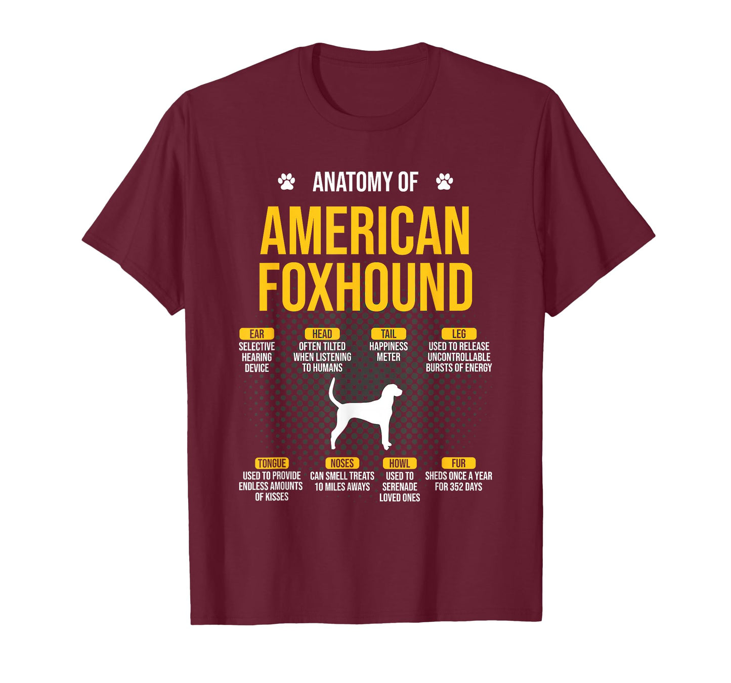 Anatomy of American Foxhound Dog Lover T-Shirt