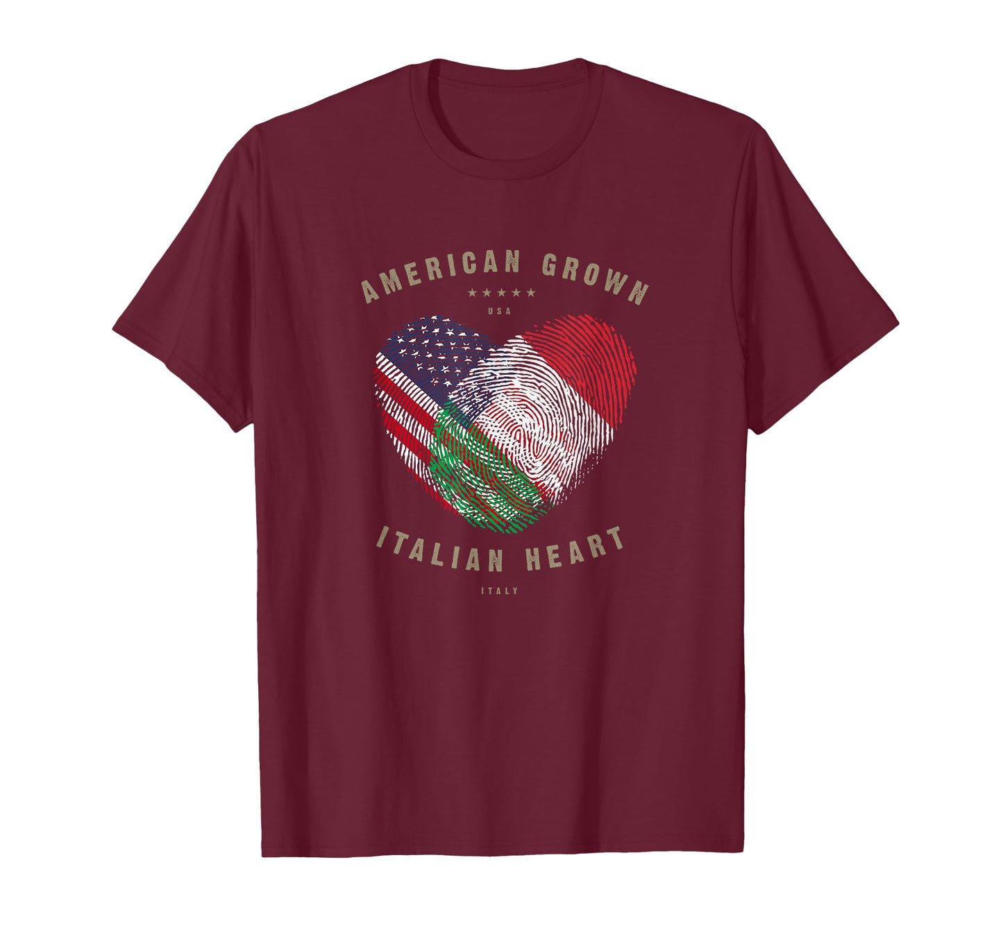 American Grown Italian Heart Love Italy Flag T-Shirt