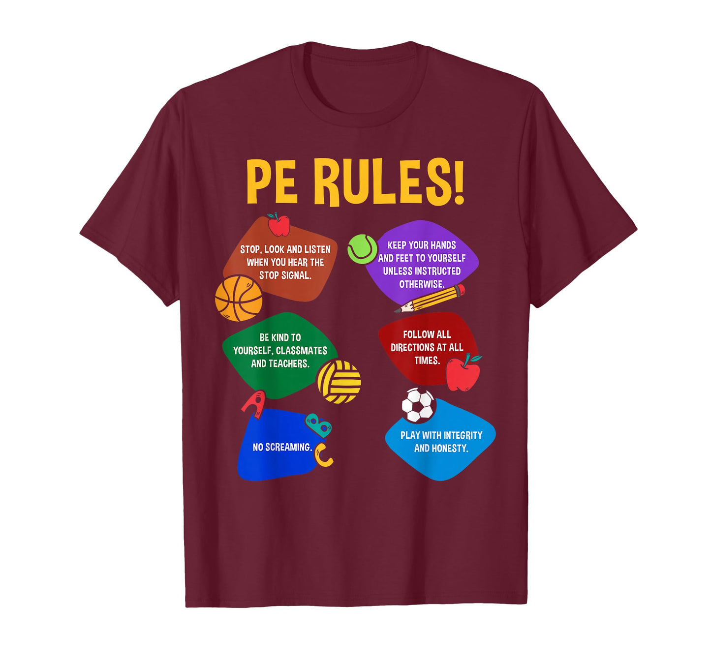 P.E. Teacher Physical Education Rules School Gym Men Women T-Shirt