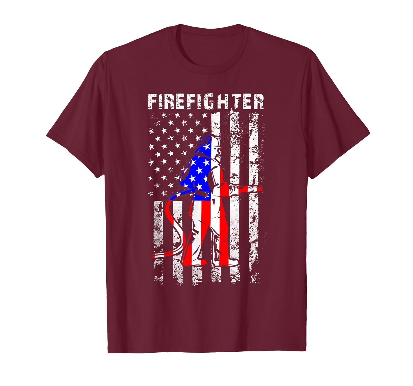 Firefighter American Flag Patriotic Firefighter Gifts Women Men T-Shirt
