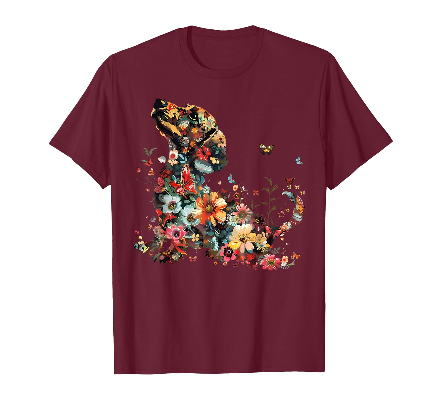 Floral Dachshund Cute Pet Dog Animal Lover Doxie Mama Women T-Shirt