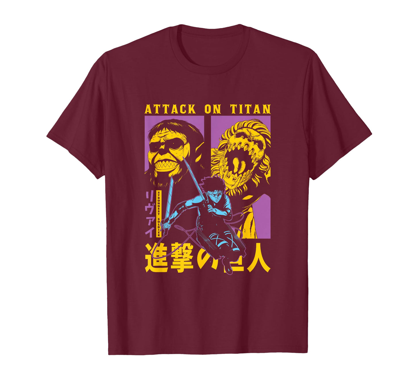 Attack on Titan Season 4 Split Titan Faces Attack Pose Anime T-Shirt