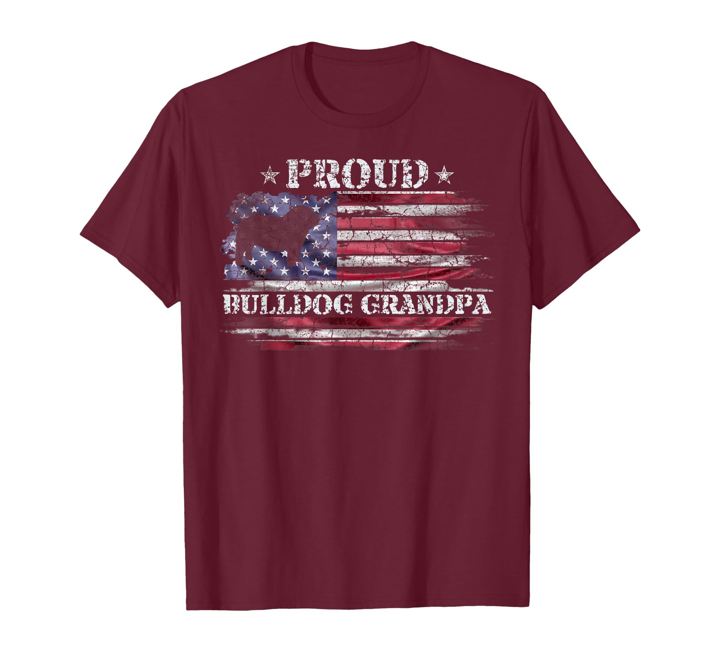 Vintage USA Flag Proud English Bulldog Grandpa Silhouette Women Kids Men T-Shirt