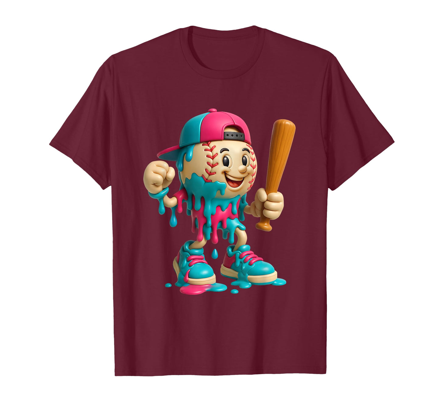 Baseball Drip Ice Cream Style Sport for Boys and Ball Player T-Shirt
