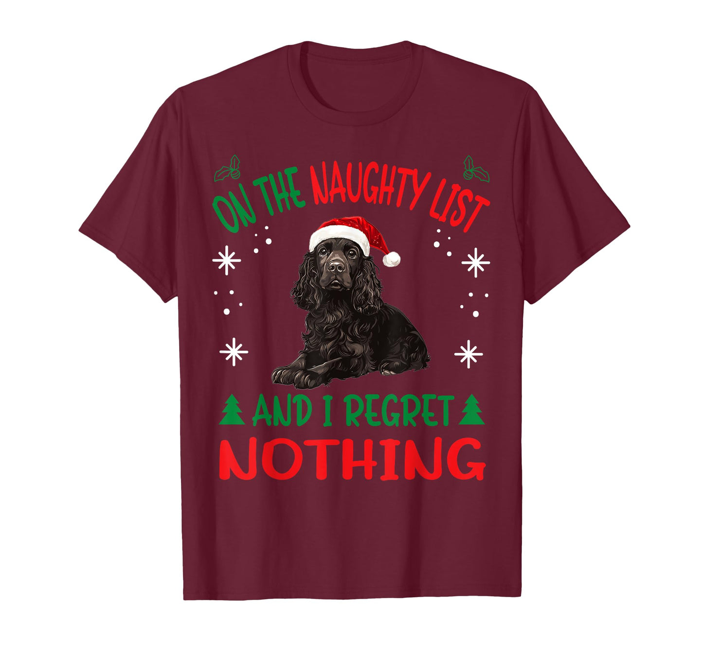 Cute Boykin Spaniel Dog Christmas On The Naughty List and I T-Shirt