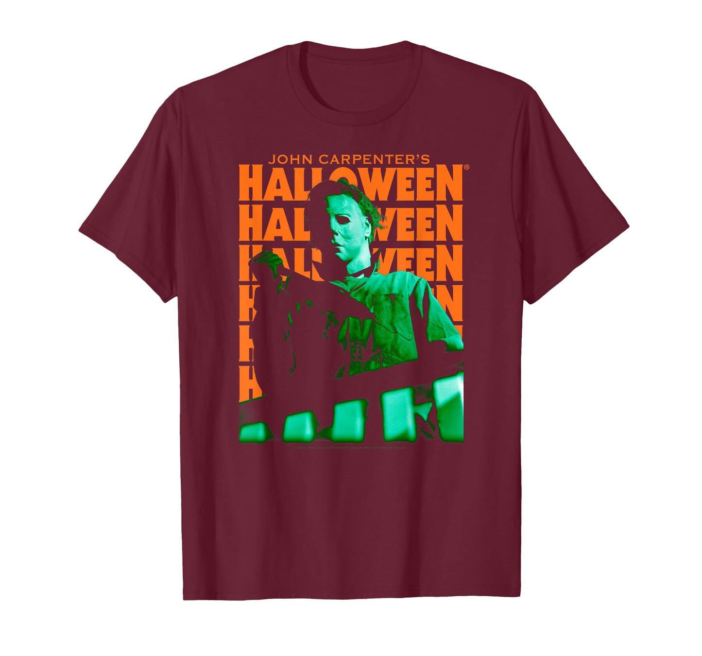 Halloween Repeating Logo Green and Orange Horror Movie T-Shirt