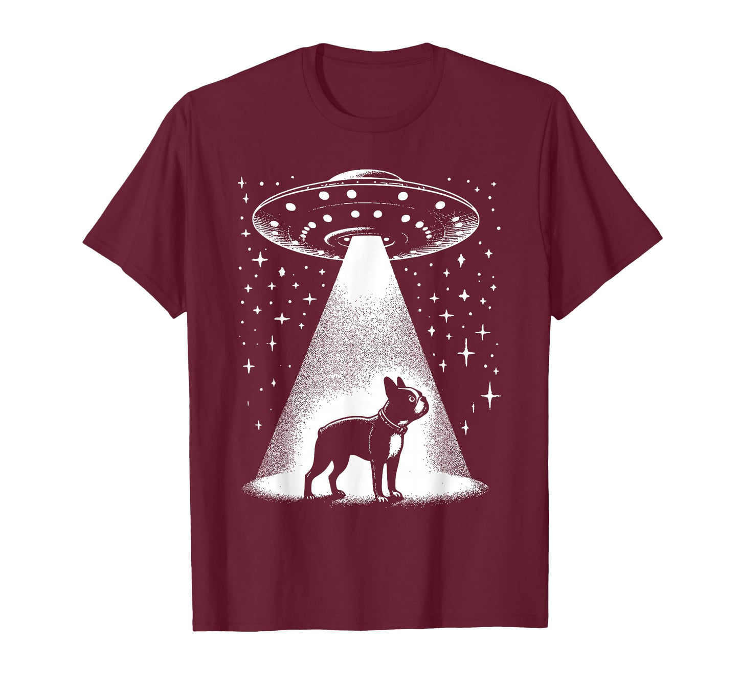 Boston Terrier Mom Dad Dog - Funny Alien UFO T-Shirt for Men Women