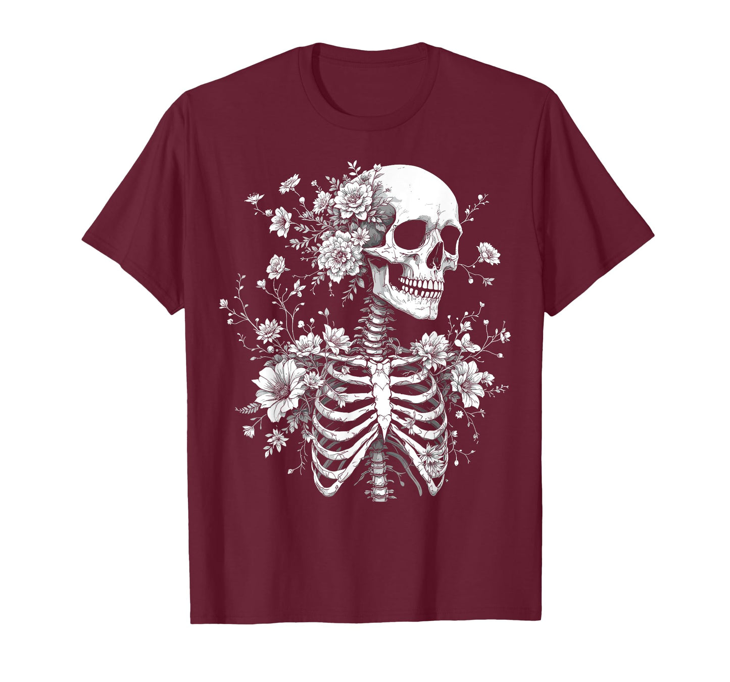 Floral Skeleton Flowers Goth Occult Death Dark Art Gothic T-Shirt