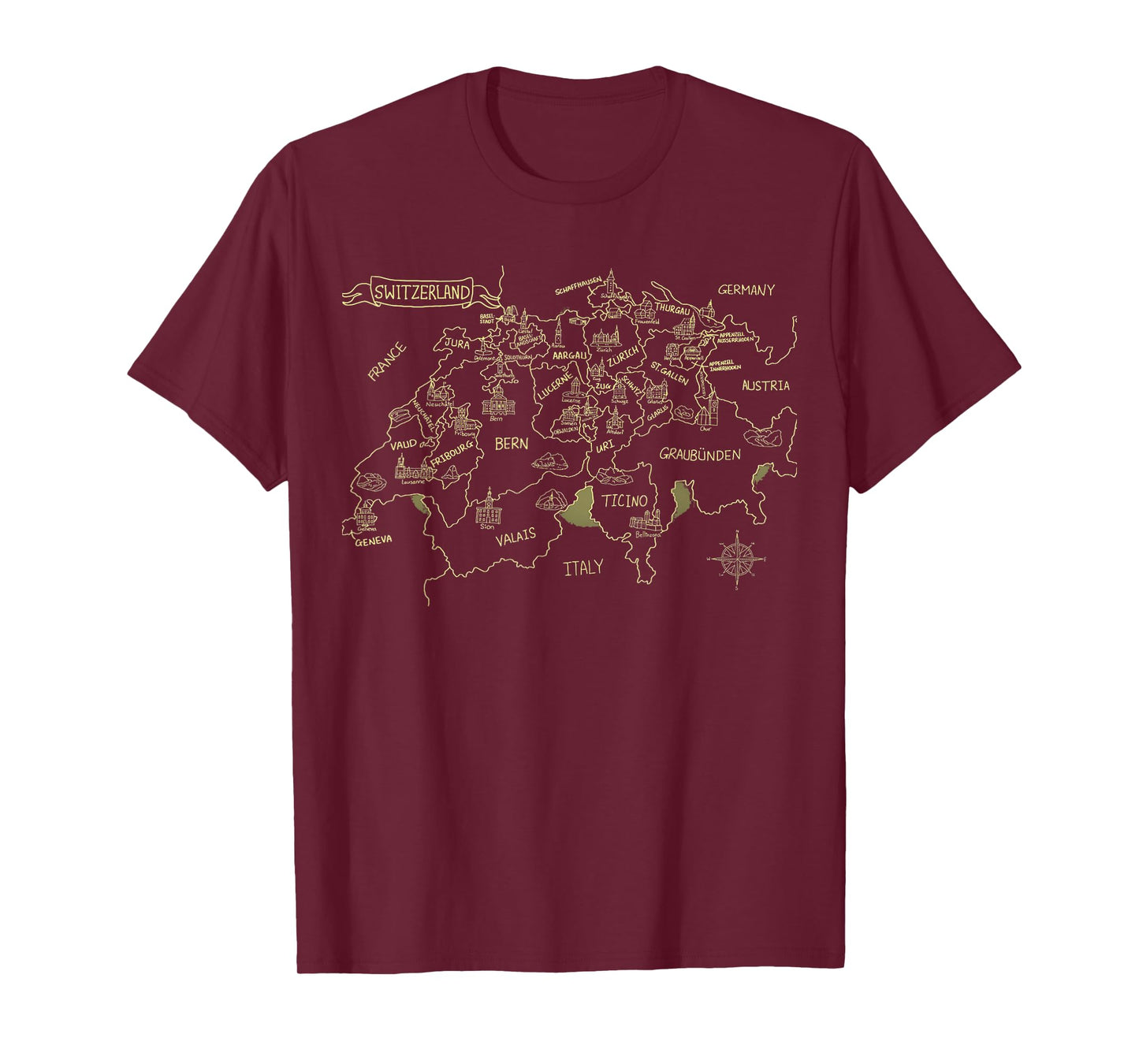 switzerland country map outline T-Shirt
