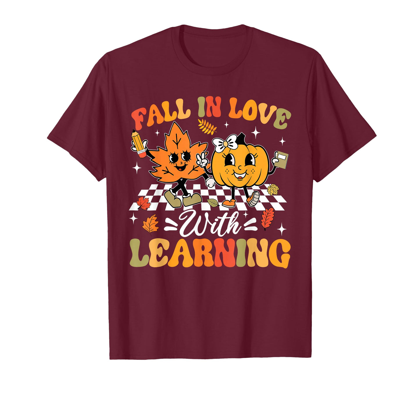 Fall In Love With Learning Fall Teacher Thanksgiving Retro T-Shirt