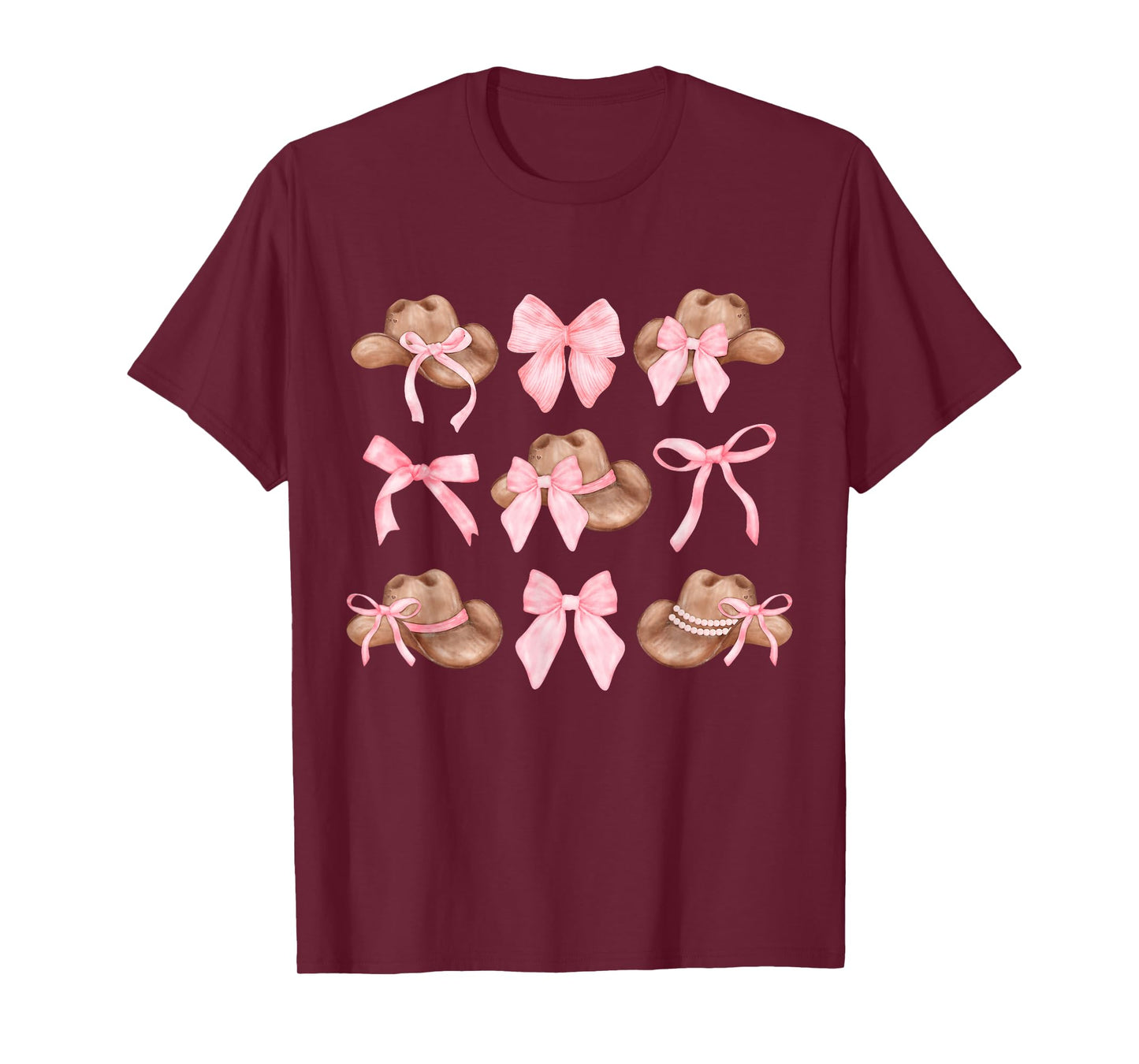 Coquette Cowgirl Hat Pink Bows Country Concert Theme T-Shirt