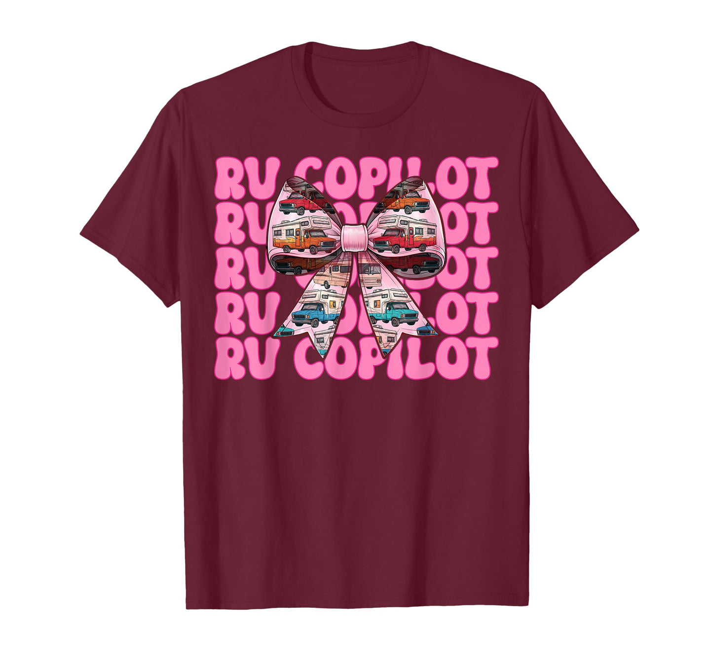 RV Copilot RV Camping Camper Motorhome Girl Mom Coquette Bow T-Shirt