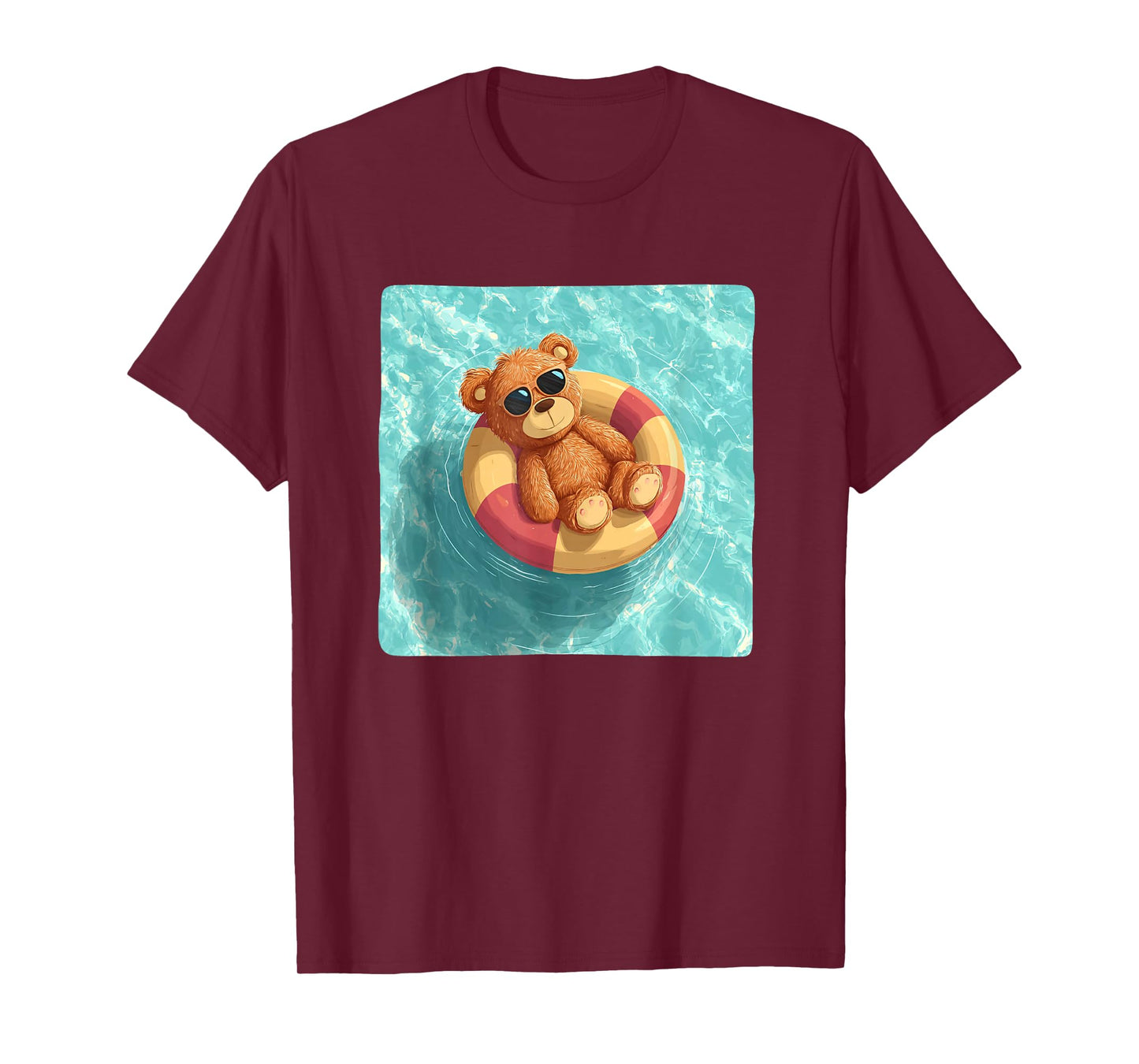Funny Teddy Bear in Pool Ring for Vacation Lovers T-Shirt