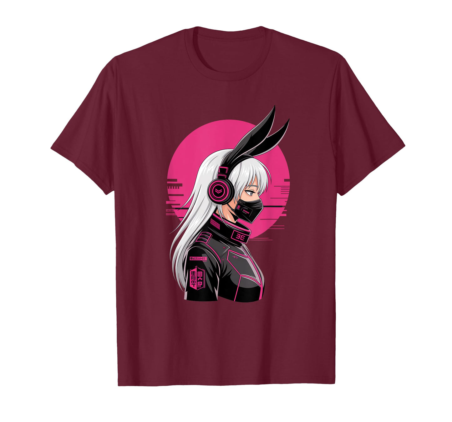 Cyberpunk Girl With Mask Sci-fi Anime Manga Cat Ears Girl T-Shirt