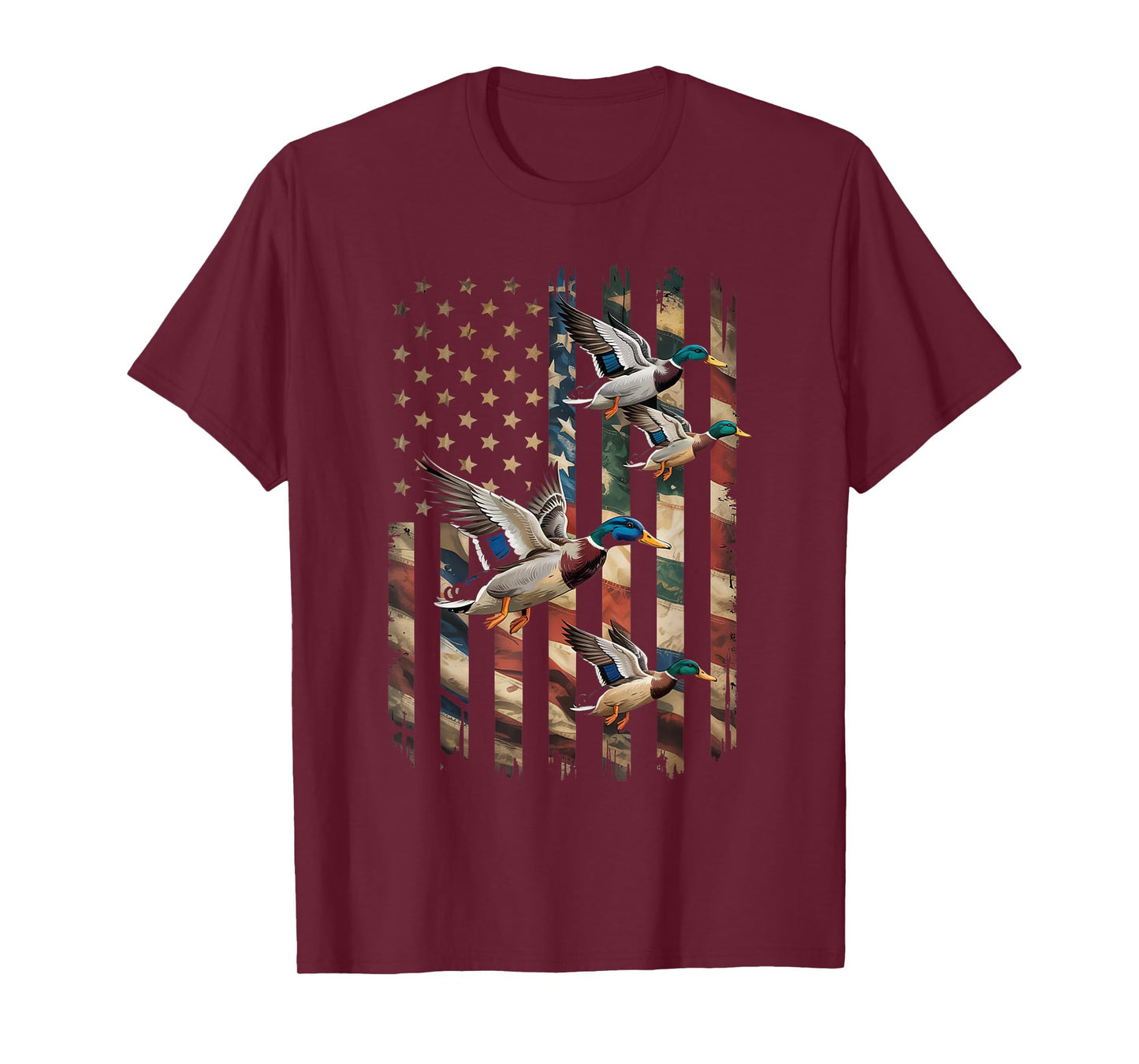 Camo Duck Hunting American Flag Waterfowl USA T-Shirt