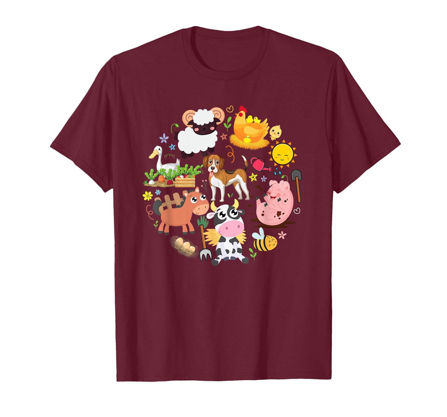 Boy's Girl's Cute Farm Animals Toddler Farmer Kids Farming T-Shirt